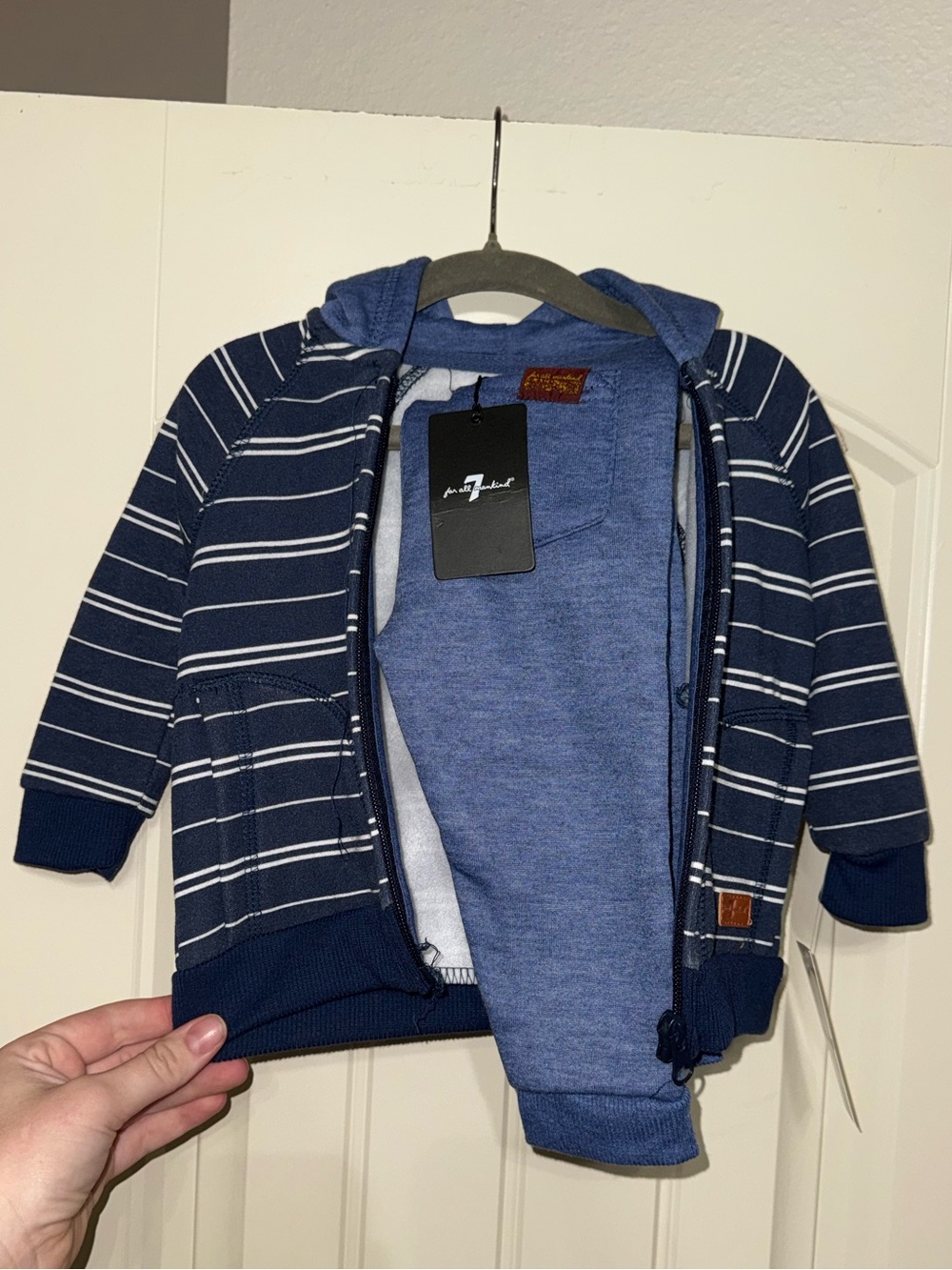 Toddler Boy Matching Set 2T Blue Hooded Outfit NWT 7 For All Mankind